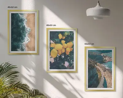 Cadre photo mural plage avec mer citrons et montagnes