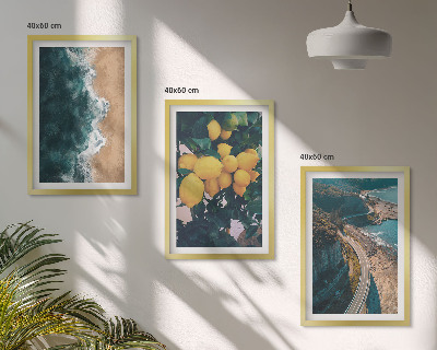 Cadre photo mural Plage de mer citrons montagnes