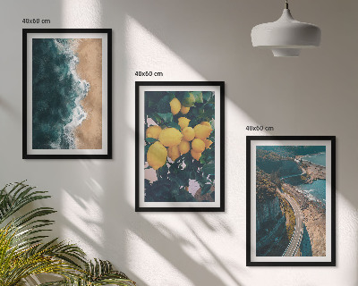 Cadre photo mural Plage de mer citrons montagnes