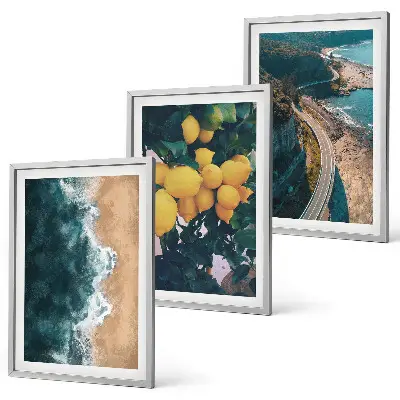 Cadre photo mural plage avec mer citrons et montagnes