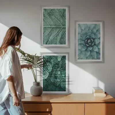 Cadre photo mural motif feuilles de plante en gros plan