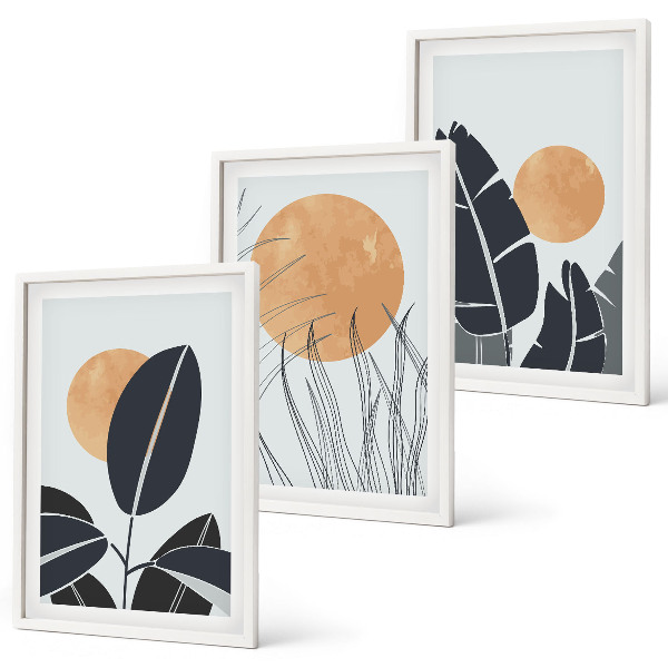Cadre photo mural Motifs végétaux, grands soleils, minimaliste