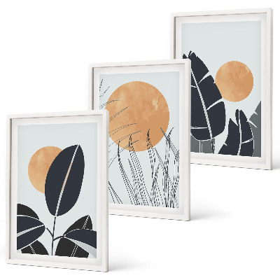 Cadre photo mural Motifs végétaux, grands soleils, minimaliste
