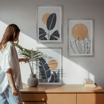 Cadre photo mural Motifs végétaux, grands soleils, minimaliste