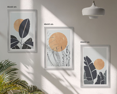 Cadre photo mural Motifs végétaux, grands soleils, minimaliste