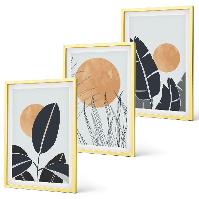 Cadre photo mural Motifs végétaux, grands soleils, minimaliste