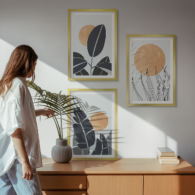 Cadre photo mural Motifs végétaux, grands soleils, minimaliste