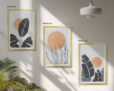 Cadre photo mural Motifs végétaux, grands soleils, minimaliste