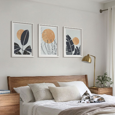 Cadre photo mural Motifs végétaux, grands soleils, minimaliste