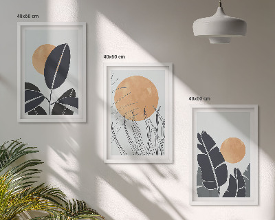 Cadre photo mural Motifs végétaux, grands soleils, minimaliste