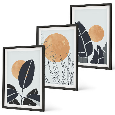 Cadre photo mural Motifs végétaux, grands soleils, minimaliste