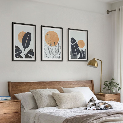 Cadre photo mural Motifs végétaux, grands soleils, minimaliste
