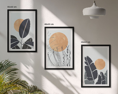 Cadre photo mural Motifs végétaux, grands soleils, minimaliste