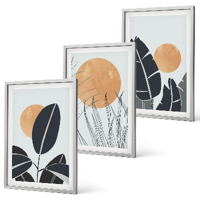 Cadre photo mural Motifs végétaux, grands soleils, minimaliste