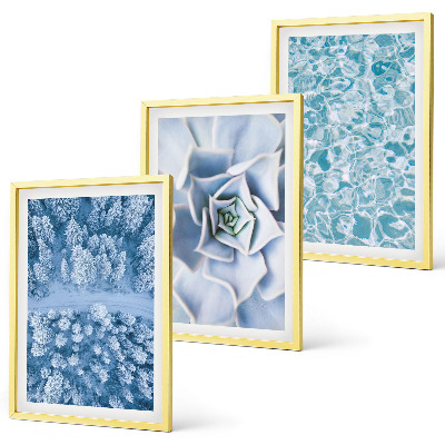Lot de 3 tableaux pour salon Eau de fleur bleue de la forêt d'hiver