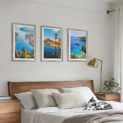 Cadre photo mural palmiers en bord de mer avec eau bleue