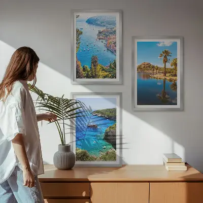 Cadre photo mural palmiers en bord de mer avec eau bleue