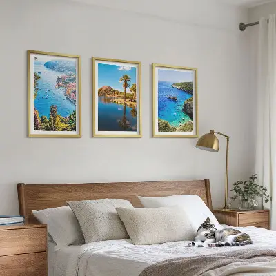 Cadre photo mural palmiers en bord de mer avec eau bleue