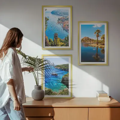 Cadre photo mural palmiers en bord de mer avec eau bleue
