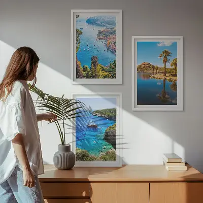 Cadre photo mural palmiers en bord de mer avec eau bleue