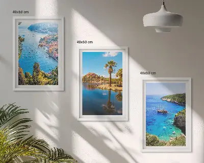Cadre photo mural palmiers en bord de mer avec eau bleue