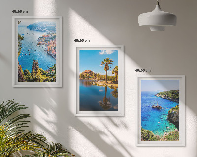 Cadre photo mural Palmiers en bord de mer, eau bleue