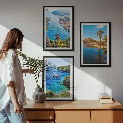 Cadre photo mural palmiers en bord de mer avec eau bleue
