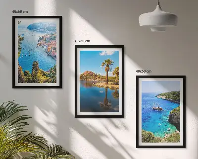 Cadre photo mural palmiers en bord de mer avec eau bleue