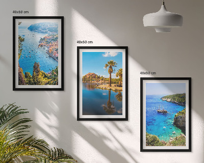 Cadre photo mural Palmiers en bord de mer, eau bleue