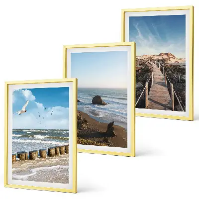 Lot de 3 tableaux pour salon vagues de plage et promenade sur la jetée céleste