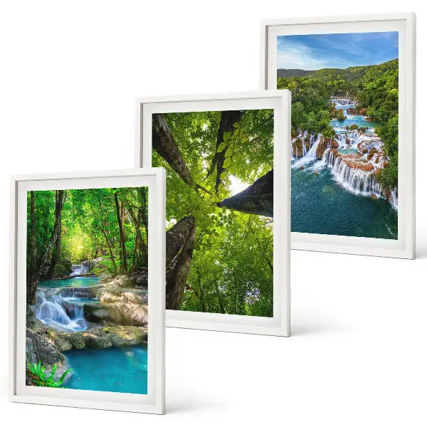 Cadre photo mural représentant des cascades d'eau en forêt verte