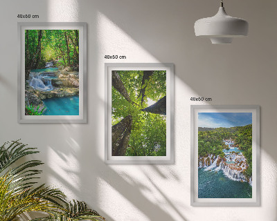 Cadre photo mural Cascades eau de forêt verte