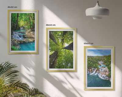 Cadre photo mural Cascades eau de forêt verte