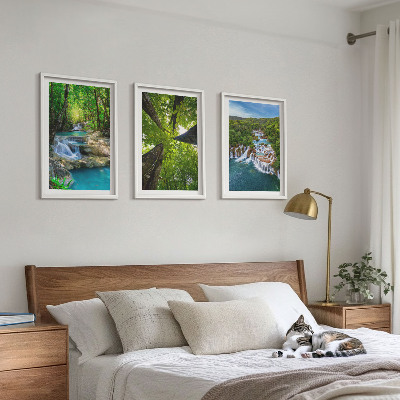 Cadre photo mural Cascades eau de forêt verte