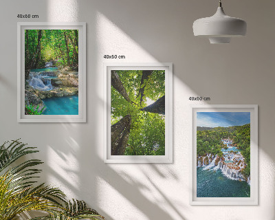 Cadre photo mural Cascades eau de forêt verte