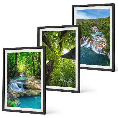Cadre photo mural représentant des cascades d'eau en forêt verte