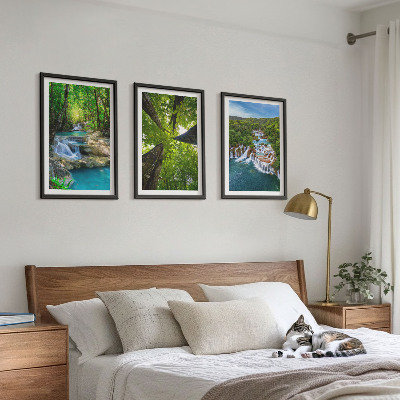 Cadre photo mural Cascades eau de forêt verte