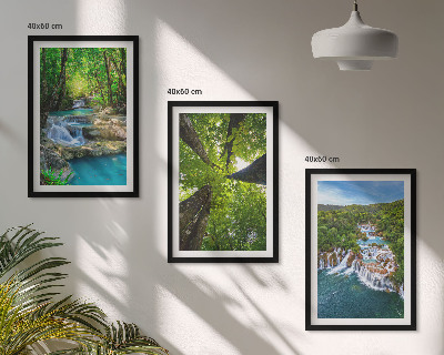 Cadre photo mural Cascades eau de forêt verte