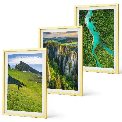 Lot de 3 tableaux pour salon représentant des rochers de rivière dans les montagnes vertes