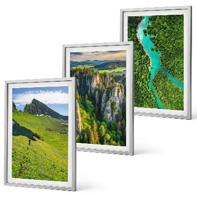 Lot de 3 tableaux pour salon représentant des rochers de rivière dans les montagnes vertes