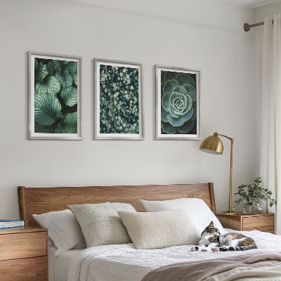 Lot de 3 tableaux pour salon Style succulentes à feuilles vertes