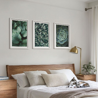 Lot de 3 tableaux pour salon Style succulentes à feuilles vertes