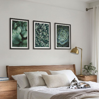Lot de 3 tableaux pour salon Style succulentes à feuilles vertes