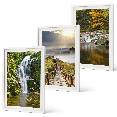 Cadre photo mural Cascades montagnes nuages ​​automne