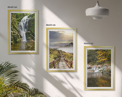 Cadre photo mural Cascades montagnes nuages ​​automne