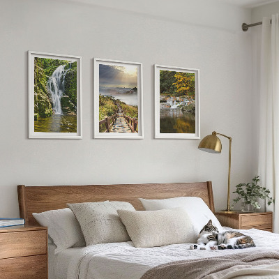 Cadre photo mural Cascades montagnes nuages ​​automne