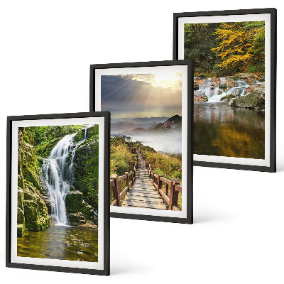 Cadre photo mural Cascades montagnes nuages ​​automne
