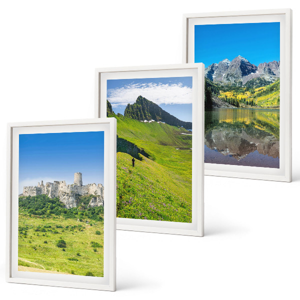 Lot de 3 tableaux pour salon Des collines verdoyantes avec un château