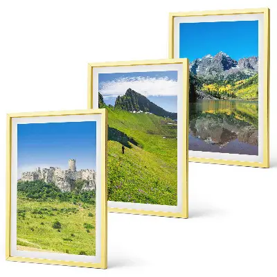 Lot de 3 tableaux pour salon représentant des collines verdoyantes avec un château