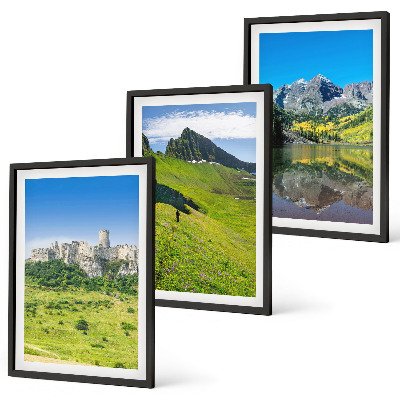 Lot de 3 tableaux pour salon Des collines verdoyantes avec un château